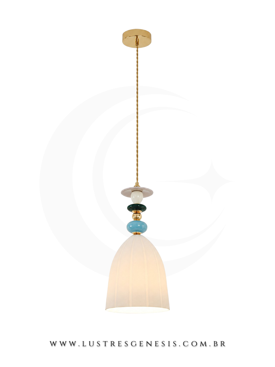 Pendente Escandinava Dourado com Cer&acirc;mica Para Quarto, Bancada Gourmet e Cabeceira de Cama
